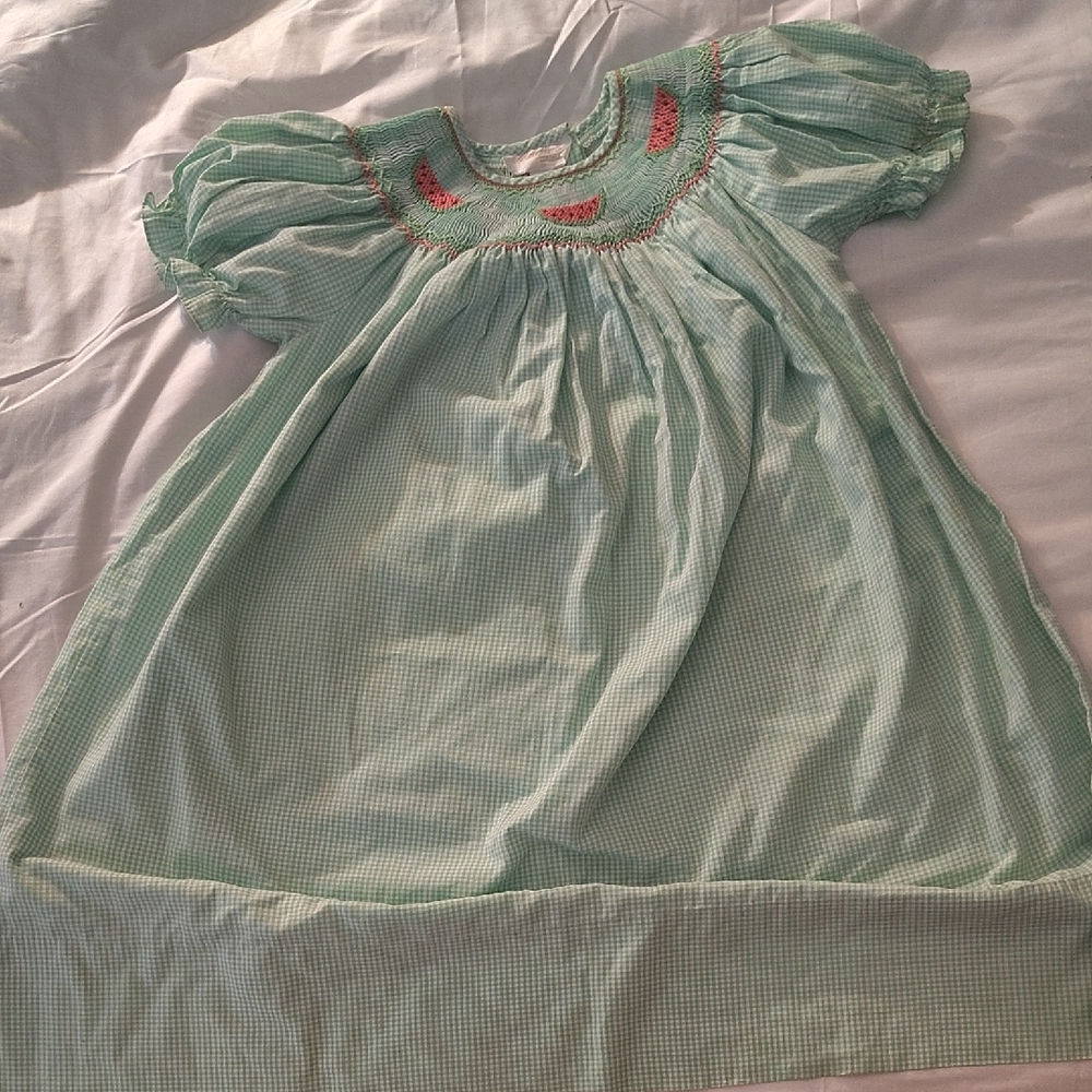 Kids Green Gingham Dress